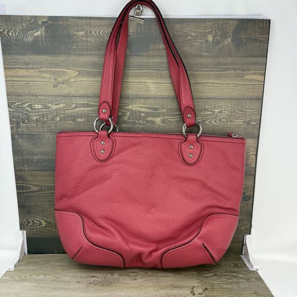 Coach M1220-23441 Poppy Rose Pink Pebbled Leather Handbag Tote - Picture 2 of 11